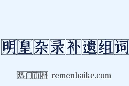 明皇杂录补遗组词是什么意思的图片
